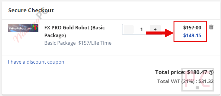 fx pro gold robot checkout page with coupon fx pro gold robot checkout page with coupon