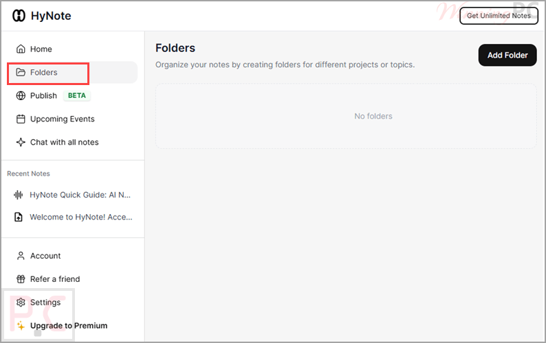 hynote ai folders