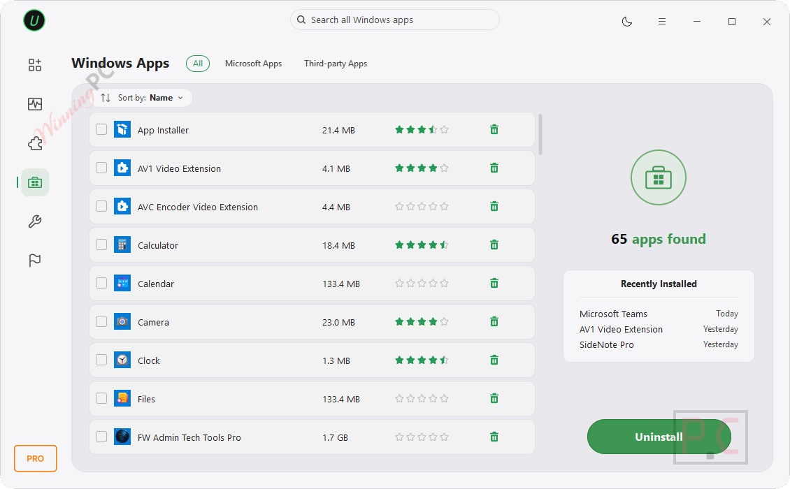 iobit uninstaller pro windows apps IObit Uninstaller PRO Windows Apps