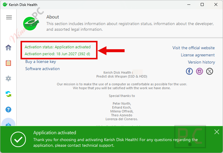 kerish disk health activation status kerish disk health activation status