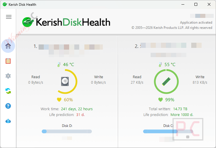 kerish disk health free key main screenshot Kerish Disk Health