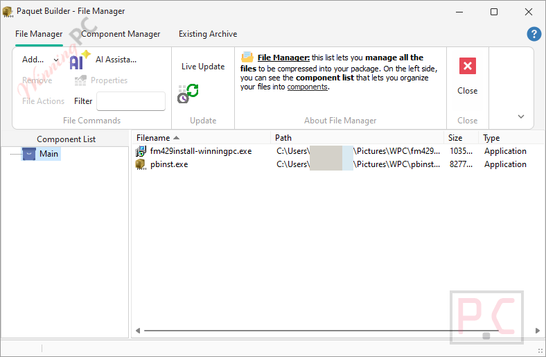 paquet builder file manager paquet builder file manager