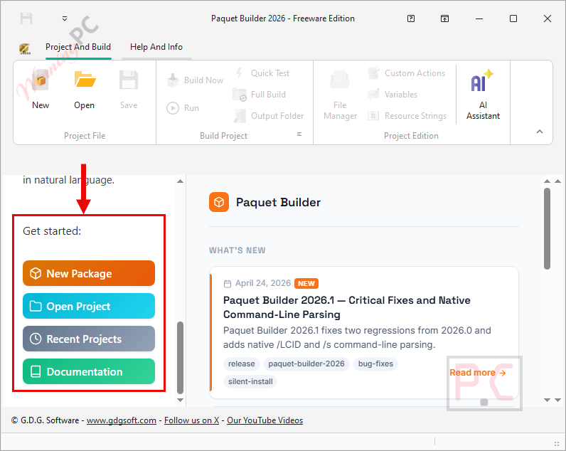 paquet builder main screenshot Paquet Builder Screenshot