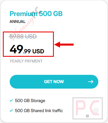 pcloud premium checkout page with coupon
