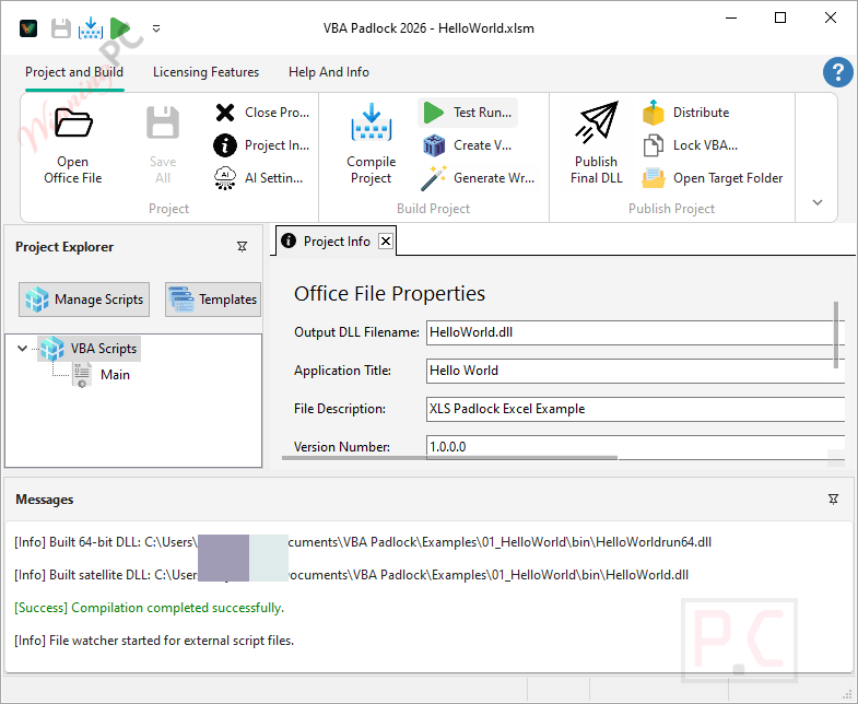 project info vba padlock