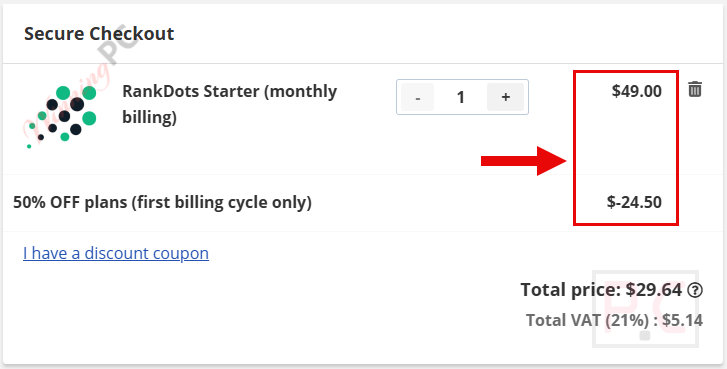rankdots checkout page with coupon rankdots checkout page with coupon