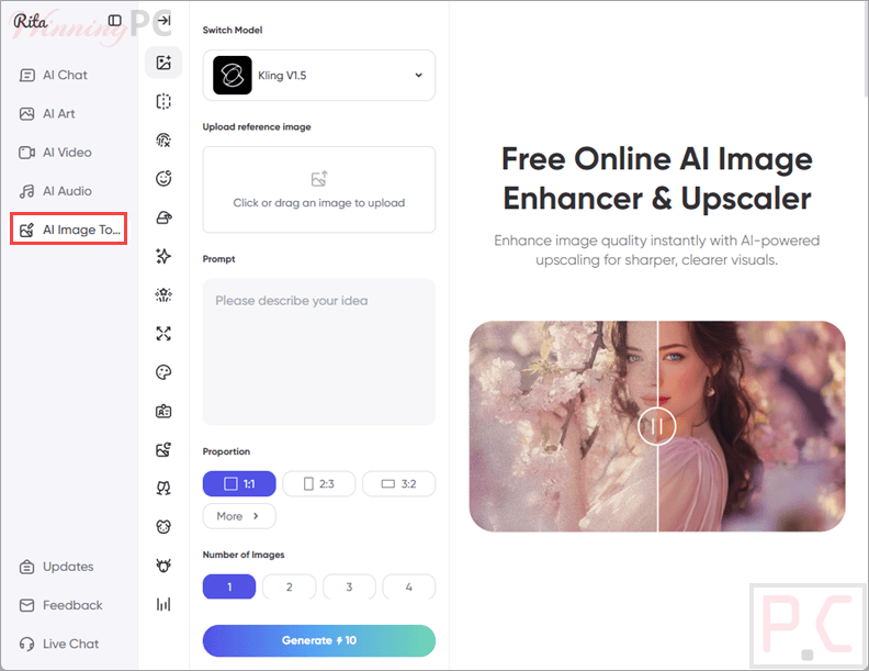 rita ai image enhancer upscaler