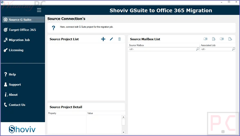 shoviv g suite to office 365 migration dashboard Shoviv G Suite to Office 365 Migration Screenshot