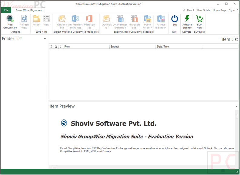 shoviv groupwise migration suite main screenshot Shoviv GroupWise to Office 365 Screenshot