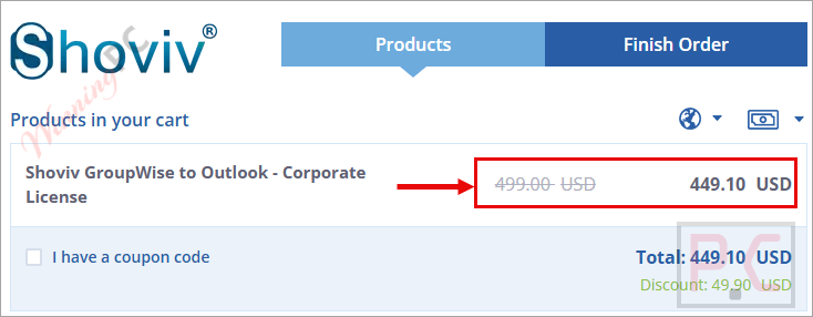 shoviv groupwise to outlook checkout page with coupon