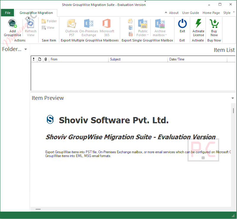 Shoviv GroupWise to Outlook Screenshot