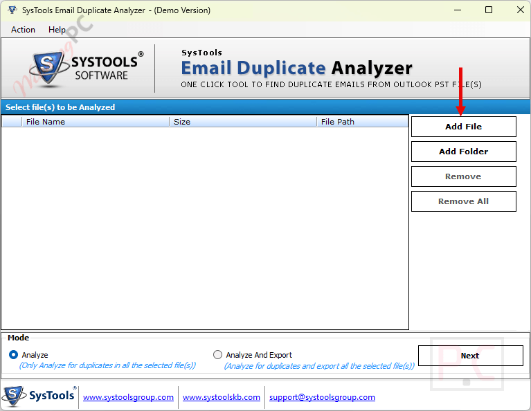 SysTools Email Duplicate Analyzer Screenshot