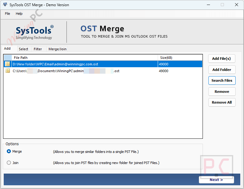 add systools ost merge SysTools OST Merge