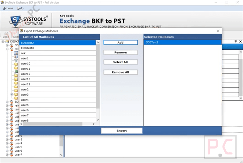 export mailbox systools exchange bkf to pst