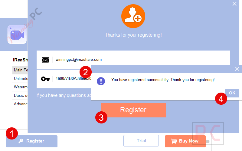 ireashare screen recorder activation