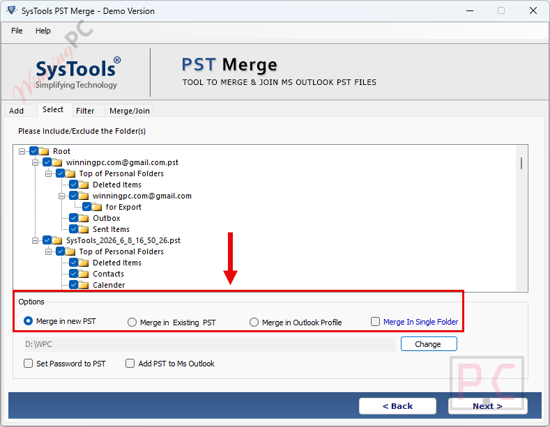 options systools pst merge options systools pst merge
