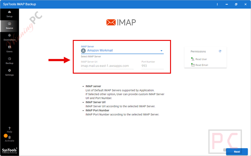 source systools workmail backup