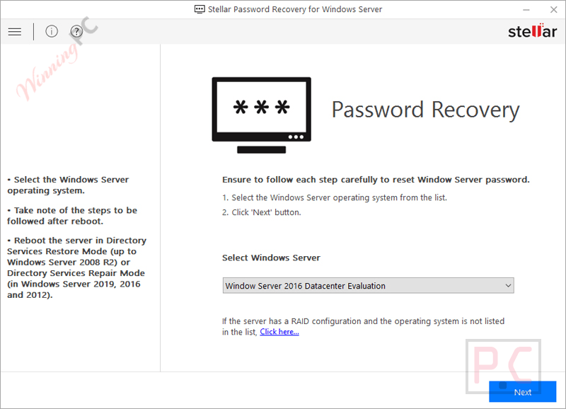 Stellar Password Recovery for Windows Server
