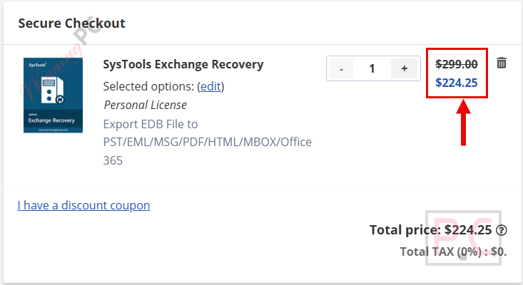 systools exchange recovery checkout page with coupon systools exchange recovery checkout page with coupon