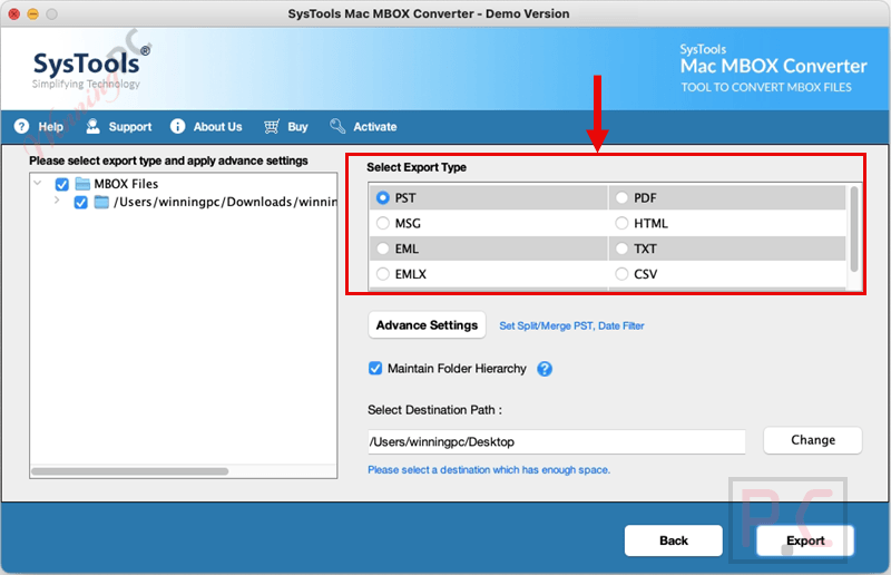 systools mac mbox converter export type systools mac mbox converter export type