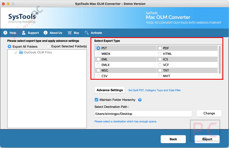 systools mac olm converter export type systools mac olm converter export type