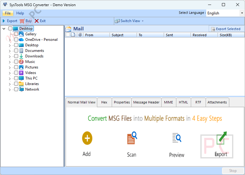 systools msg to pst converter main screenshot SysTools MSG to PST Converter