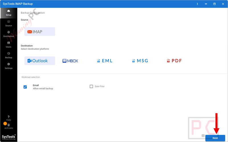 SysTools WorkMail Backup