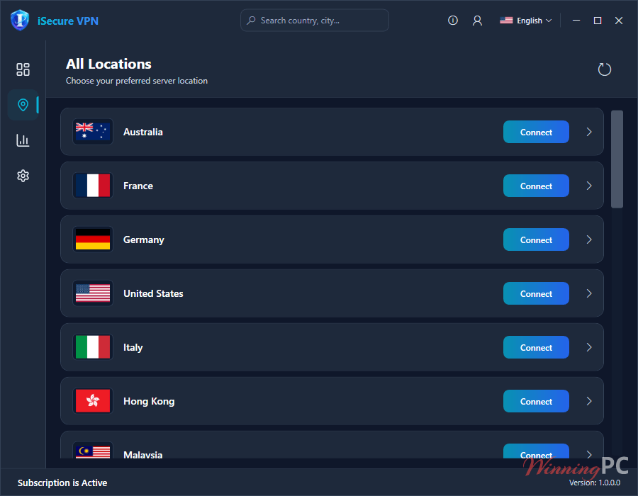 isecure vpn all location screenshot iSecure VPN all locations