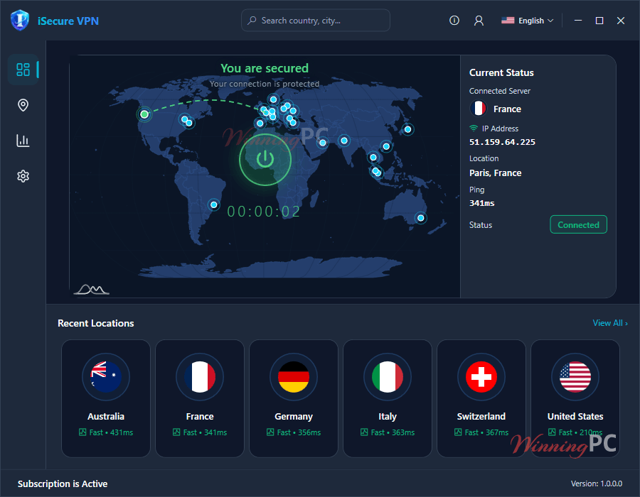 isecure vpn screenshot iSecure VPN main screenshot
