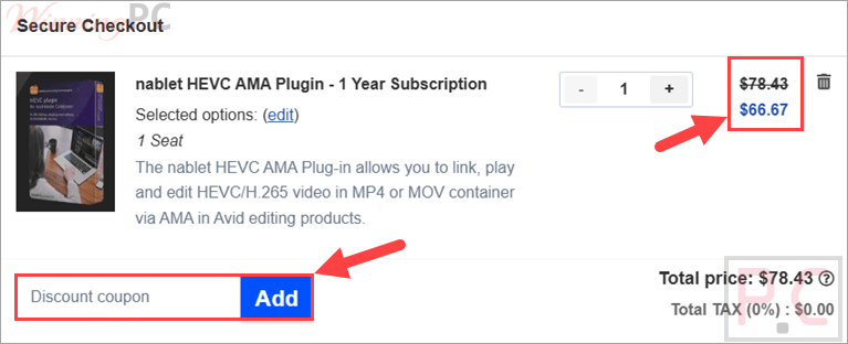 nablet hevc ama plugin coupon code nablet HEVC AMA Plugin coupon code at checkout