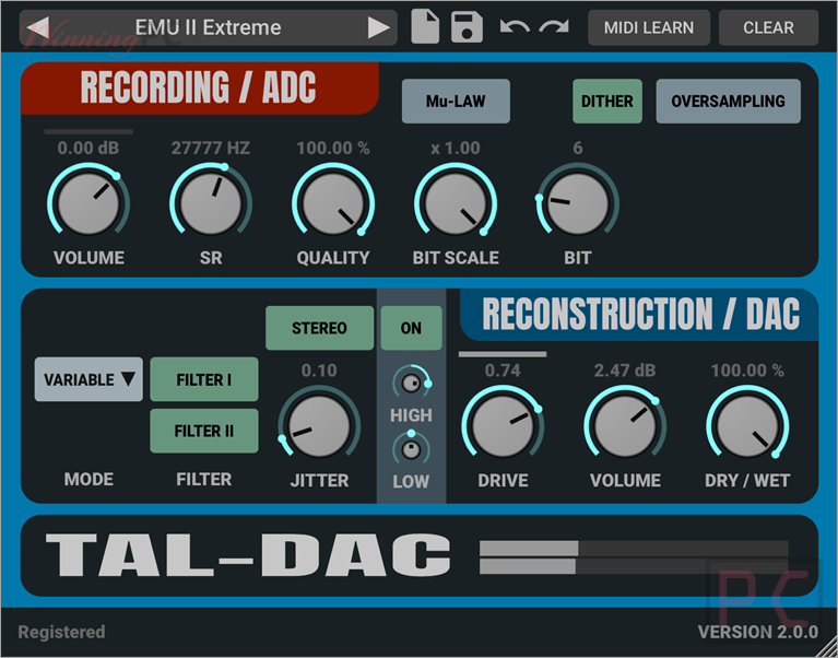 TAL-DAC audio plugin screenshot
