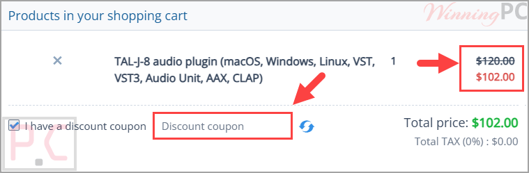 TAL-J-8 Audio Plugin coupon code checkout