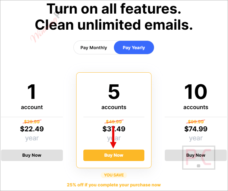 choose clean email plan