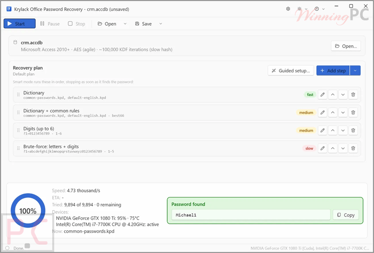 Krylack Office Password Recovery Screenshot