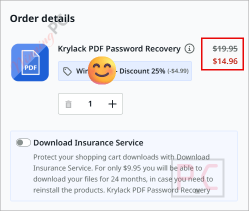 Krylack PDF Password Recovery Order Detail