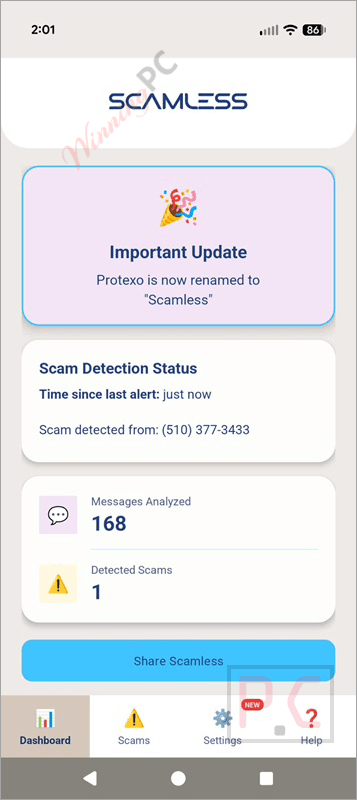scamless ai scam detector main screenshot Scamless: AI Scam Detector