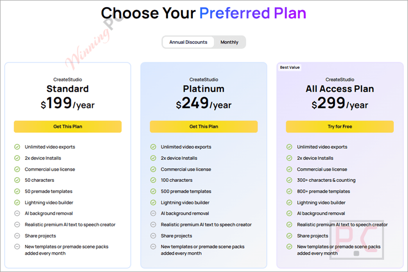 select createstudio plan select createstudio plan