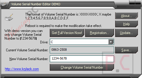 Volume Serial Number Editor Main Screenshot
