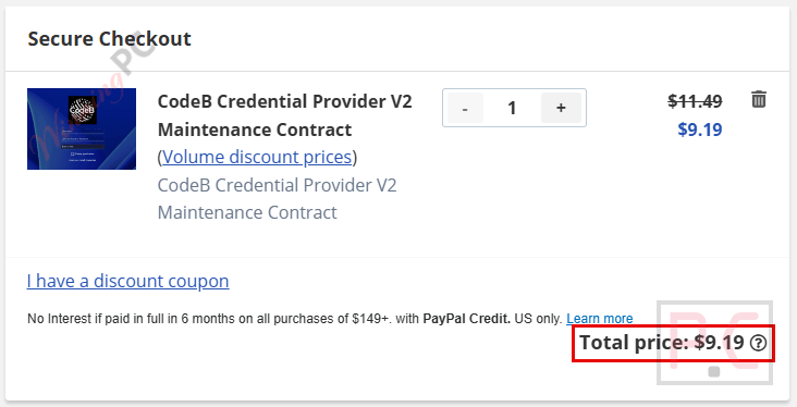 CodeB Credential Provider V2 Coupon Code