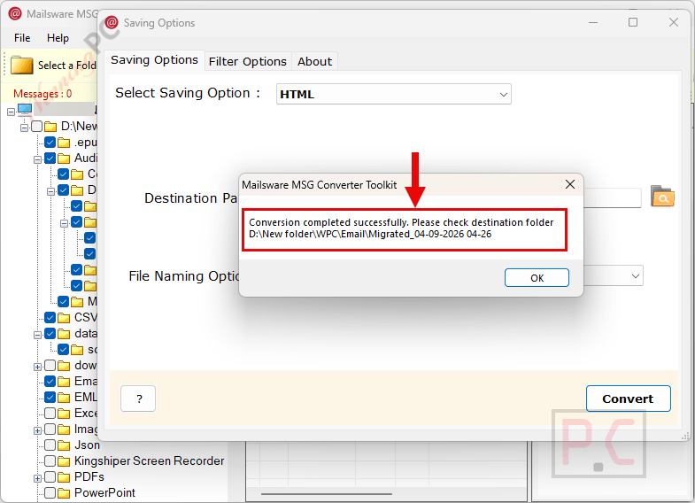 mailsware msg converter toolkit conversion successfully mailsware msg converter toolkit conversion successfully