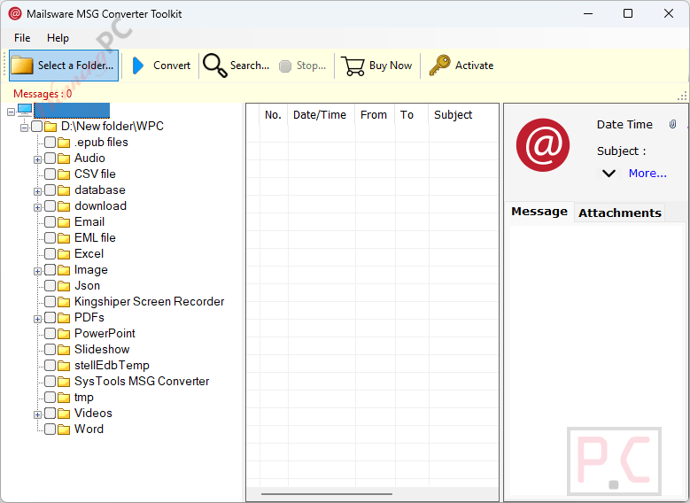 mailsware msg converter toolkit main screenshot MailsWare MSG Converter Toolkit Main Screenshot