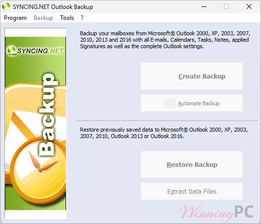 syncing net outlook backup screenshot SYNCING.NET Outlook Backup screenshot