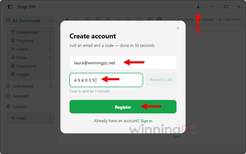 create erupt dm account Create Erupt DM Account