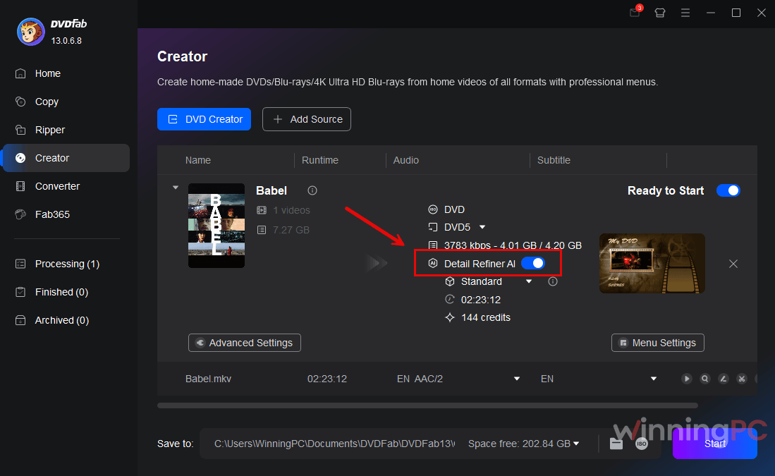 dvdfab detail refiner ai screenshot DVDFab Detail Refiner AI Screenshot