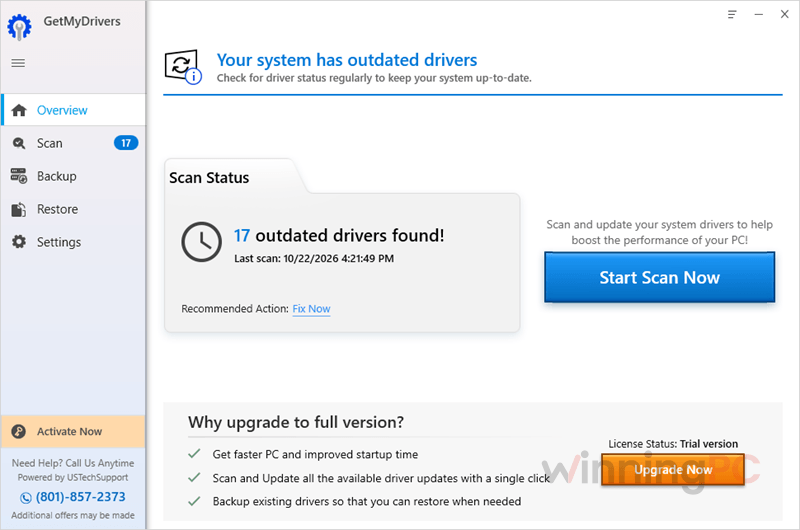 getmydrivers scan status GetMyDrivers