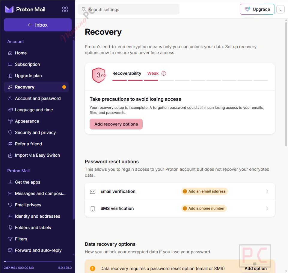 recovery proton mail recovery proton mail