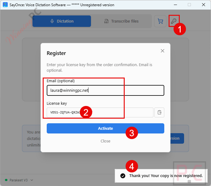 register sayonce voice dictation software free Registration SayOnce - Voice Dictation Software