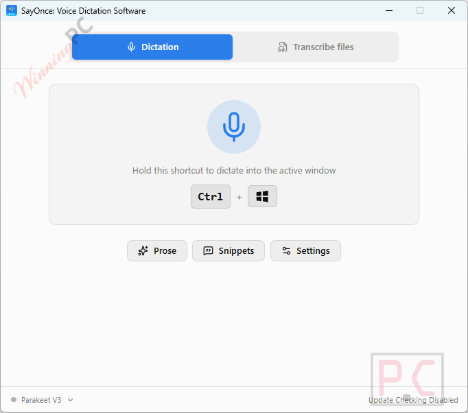 sayonce voice dictation software main screenshot SayOnce - Voice Dictation Software Main Screenshot