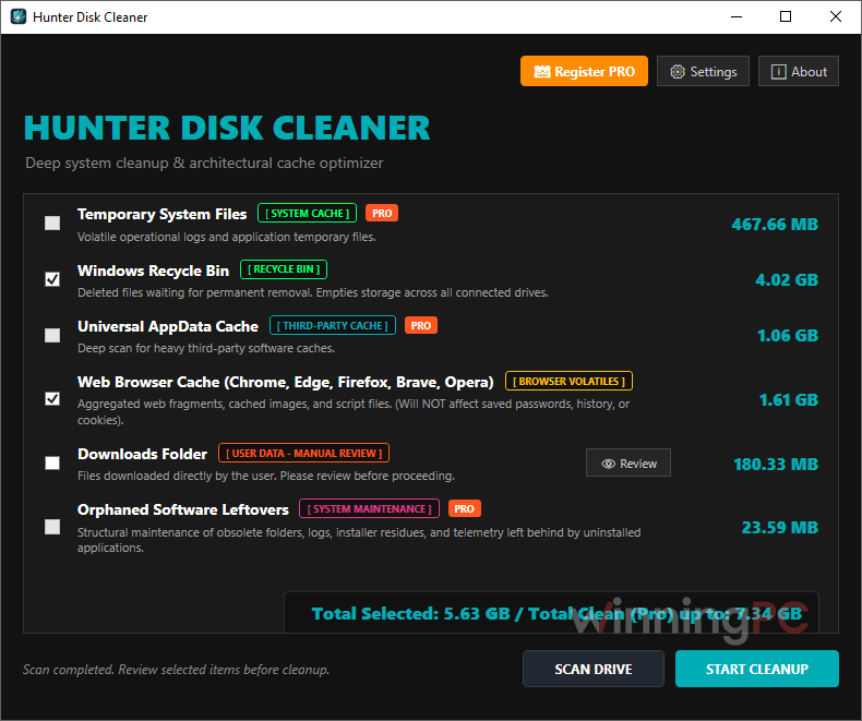 scan drive hunter disk cleaner scan drive hunter disk cleaner