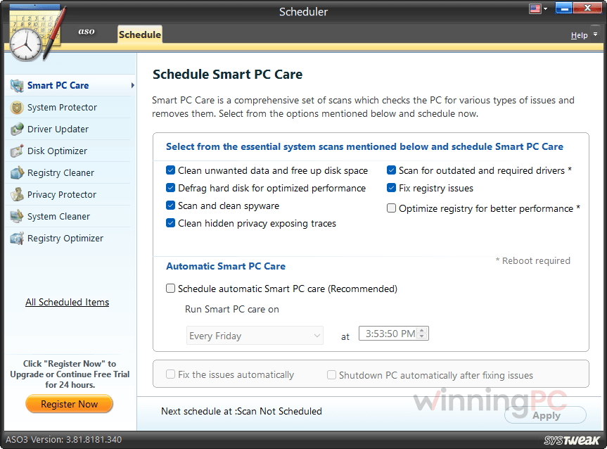 systweak advanced system optimizer schedule systweak advanced system optimizer schedule